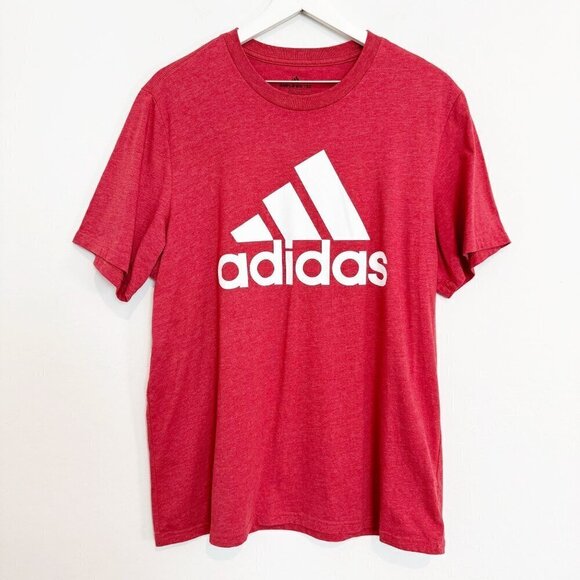 Adidas 3 Stripes Amplifier Tee T-Shirt Red Mens Athletic Workout Casual Shirt XL - Picture 2 of 5
